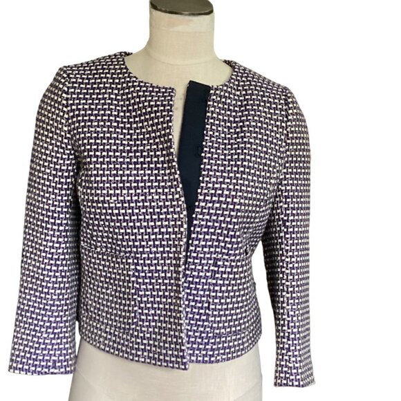 J. Crew Style 96539 Navy Tweed Jacket Sz 2 #164F - Picture 3 of 11